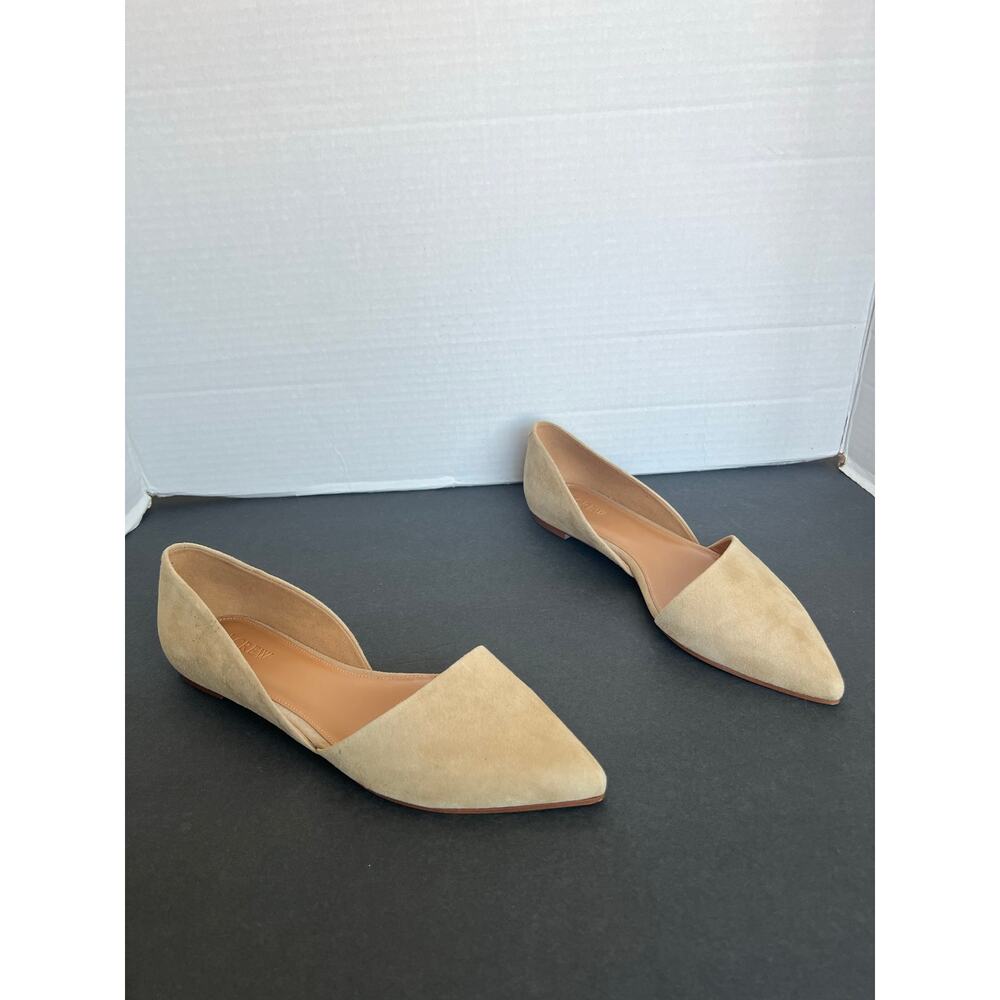 J.Crew Zoe Beige Tan Suede D'Orsay Pointy Toe Slip On Flat Loafer Shoes Sz 10 - Picture 3 of 12